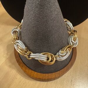 Germany, two-tone, polished and textured fancy link bracelet